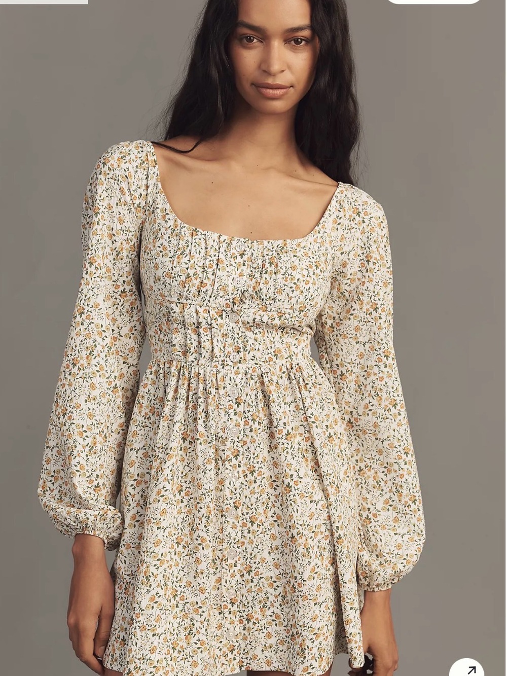 By Anthropologie Long-Sleeve Corset A-Line Mini Dress Floral print size XL NWT